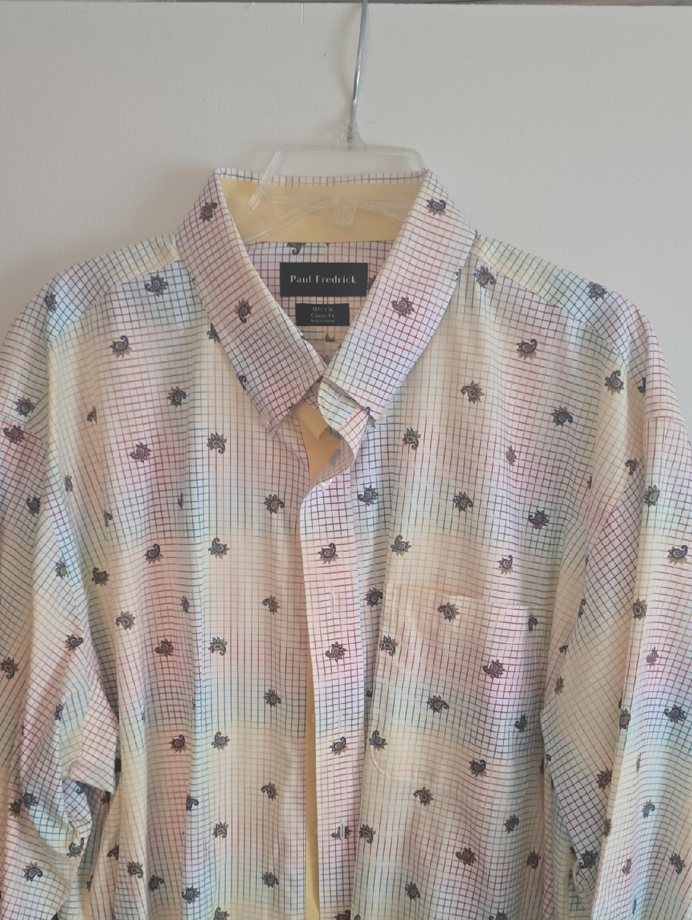 Paul Fredrick Pastel Grid Button-Down Shirt with Small Dark Motifs